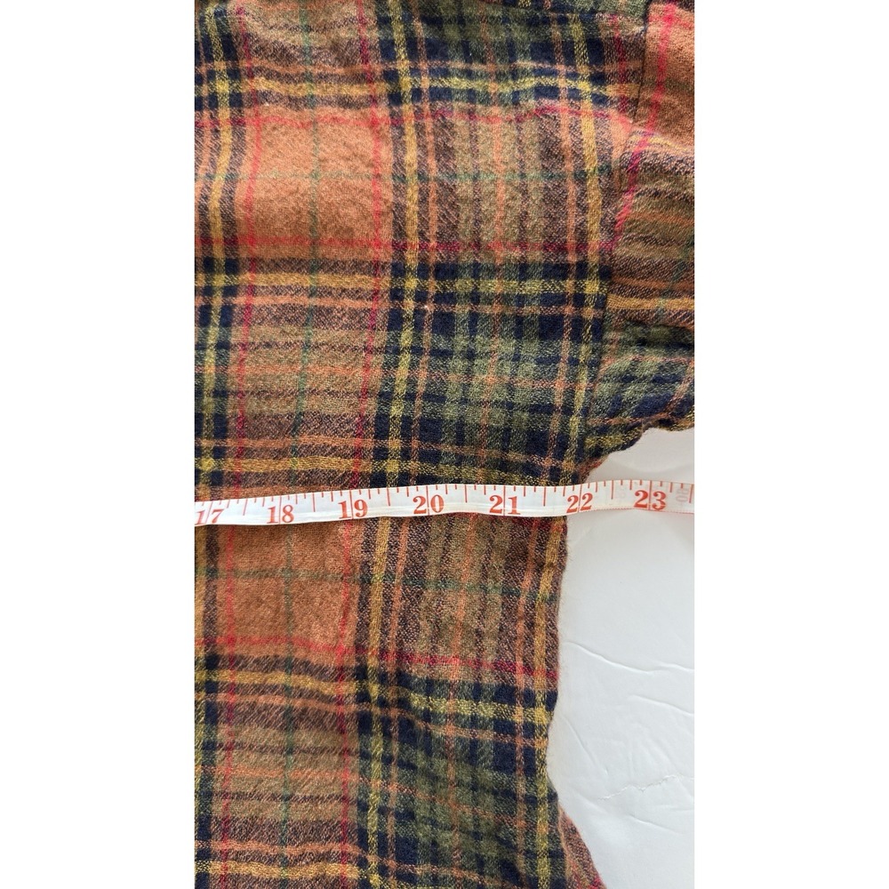 Madewell Women's Plaid Blouse Brown Orange M V-Neck Long Sleeve Fall Boho - Picture 6 of 8